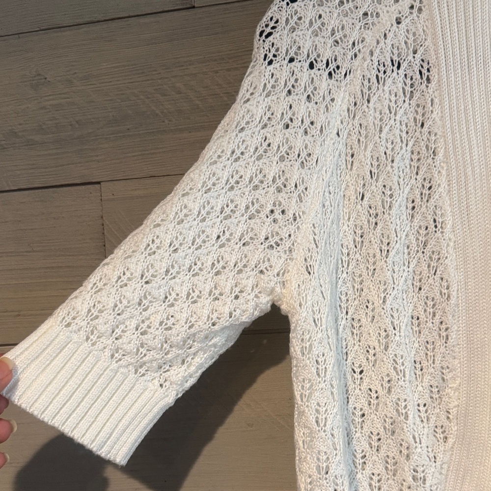 Liz Claiborne Cream Open-Knit Cardigan - Picture 6 of 9